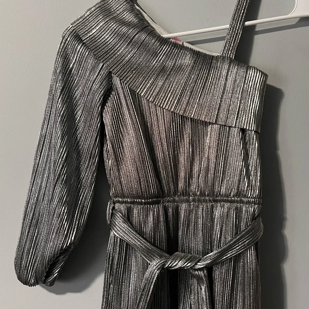 Justice Metallic Silver Jumpsuit